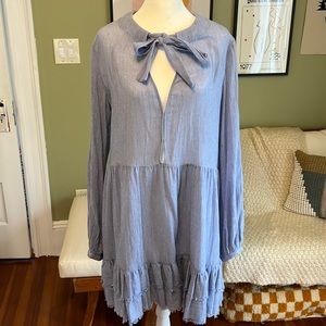 The East Order Blue Linen Tunic Dress - Large